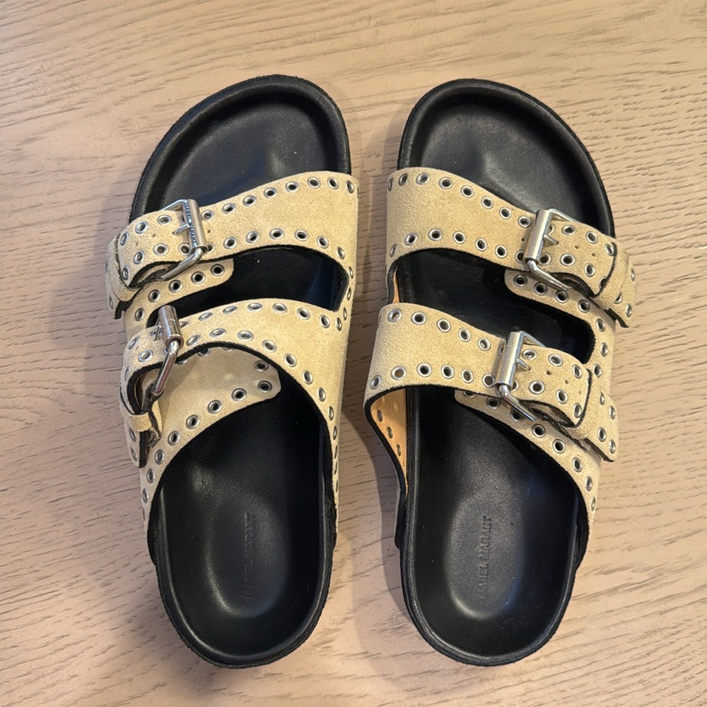 Isabel Marant Suede Sandals (Green/tan color)
